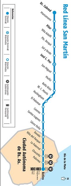 Mapa de estaciones del Tren San Martín Buenos Aires